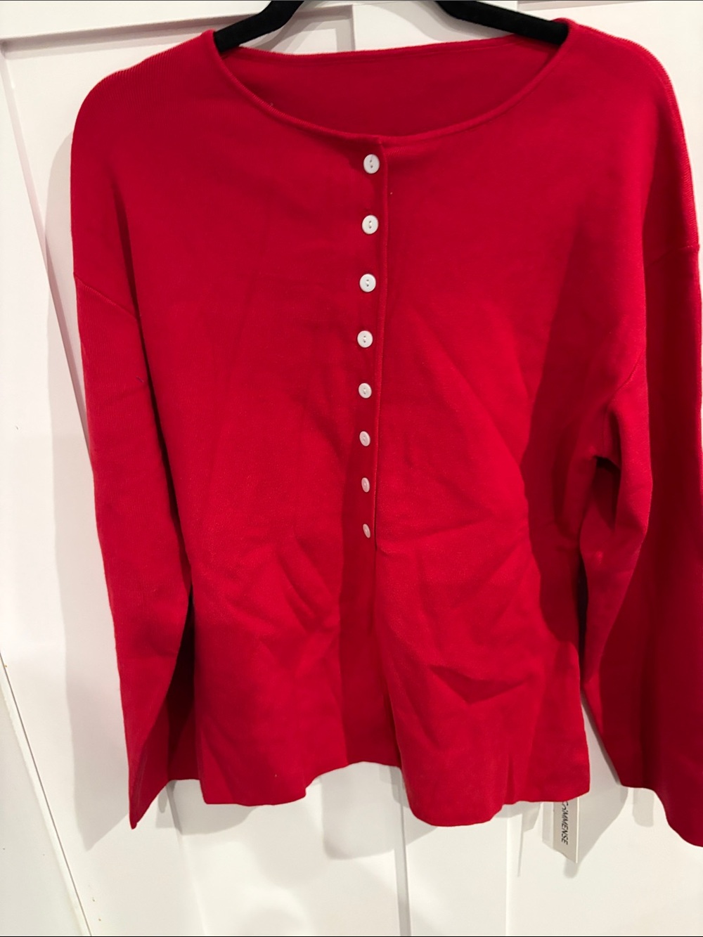 Commense Bright Red Button-Front Women's Sweatshirt